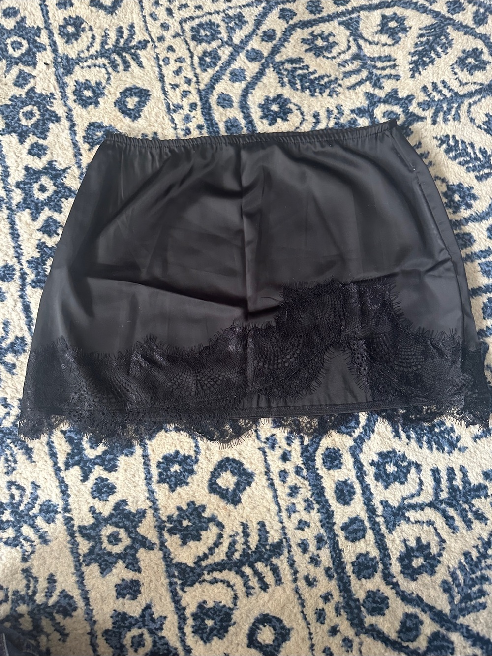 Black Lace-Trim Half Slip Skirt